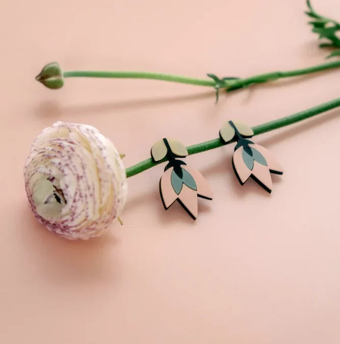 Pendientes «Fleur mini rosa»